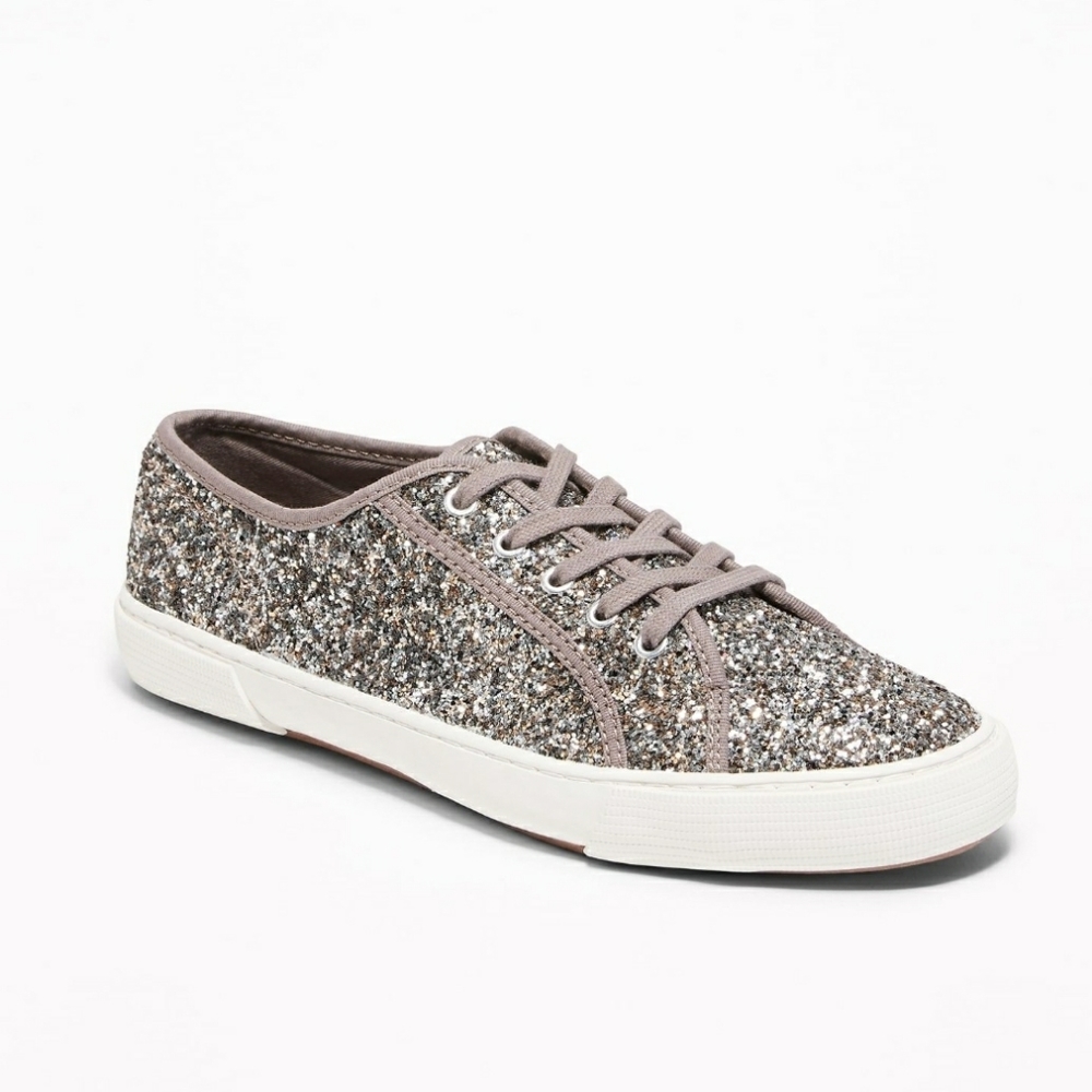 Silver glitter sneakers